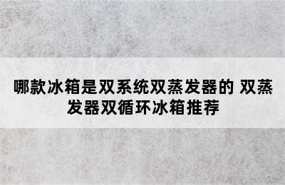 哪款冰箱是双系统双蒸发器的 双蒸发器双循环冰箱推荐